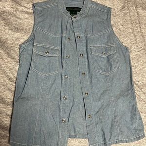 Light blue denim button down tank